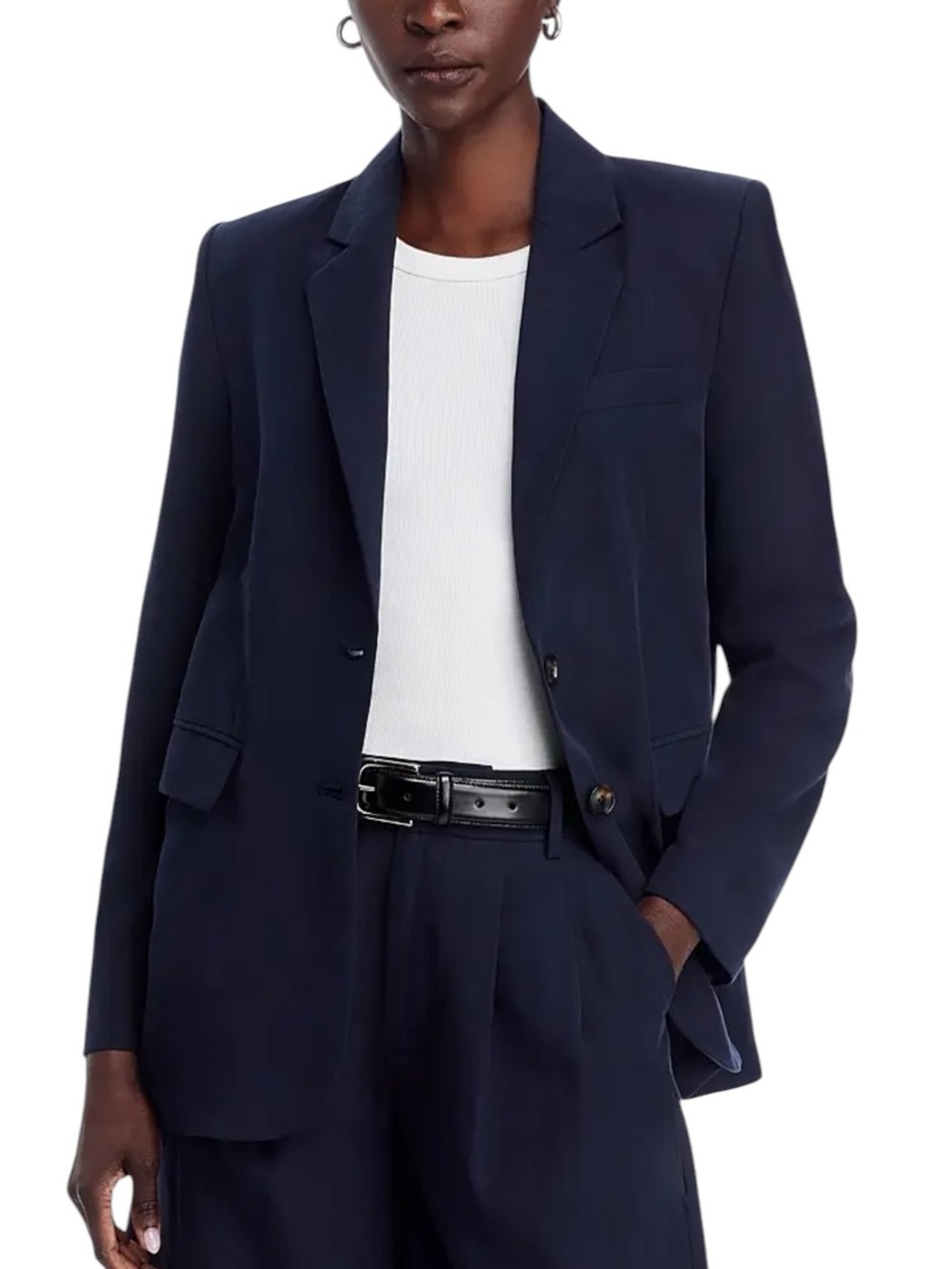 RUE SOPHIE Linen Blend Cole Blazer in Navy Size Small